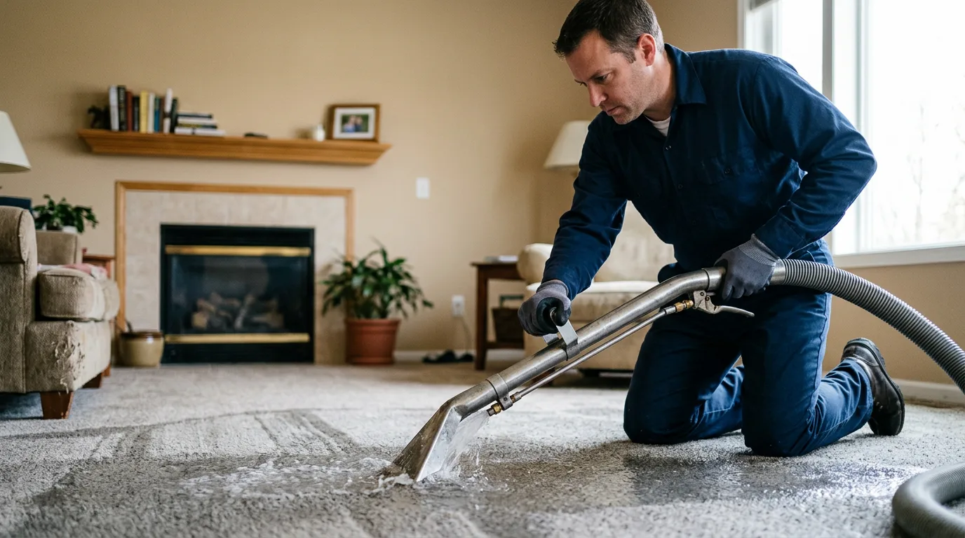 Water damage restoration technician working near Jourdanton, TX